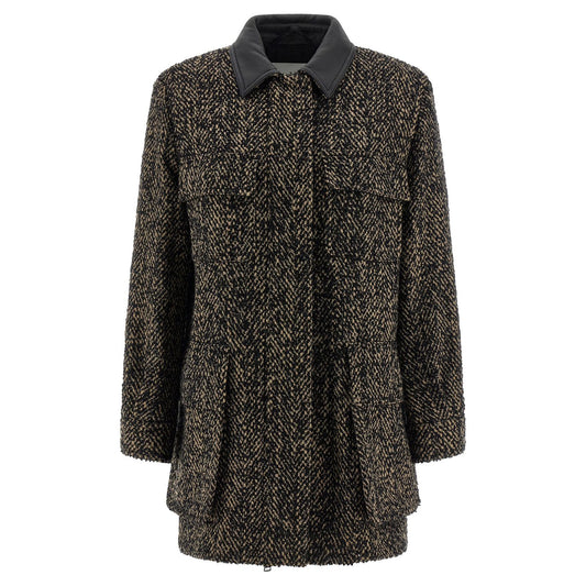 Max Mara Multicolor Virgin Wool Shell Jacket