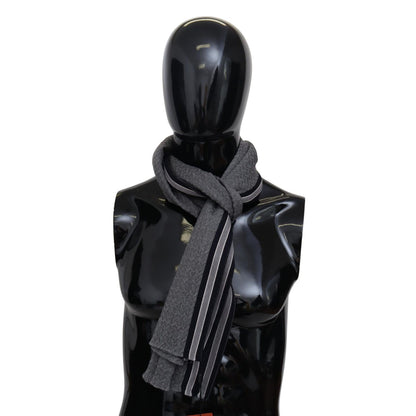 Missoni Gray Stripes Pattern 100% Wool Unisex Neck Wrap Scarf Missoni