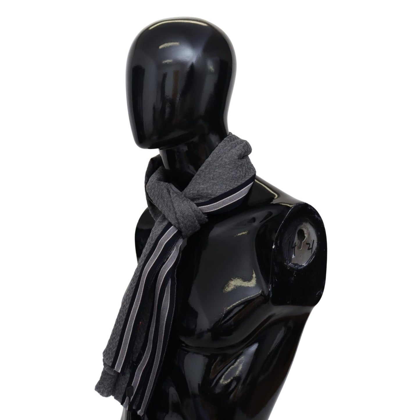 Missoni Gray Stripes Pattern 100% Wool Unisex Neck Wrap Scarf Missoni