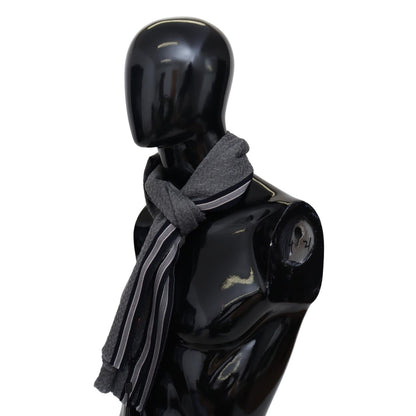 Missoni Gray Stripes Pattern 100% Wool Unisex Neck Wrap Scarf Missoni