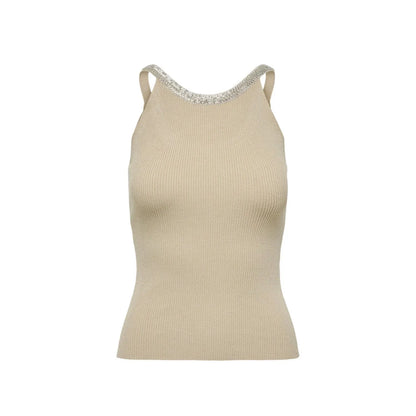Only Beige Nylon Elastane Tank Tops