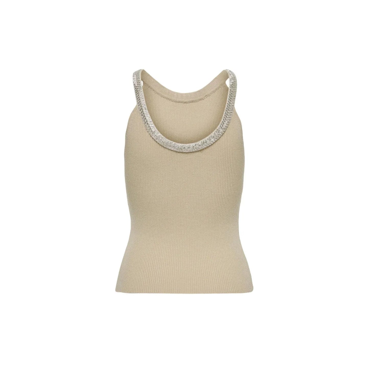 Only Beige Nylon Elastane Tank Tops