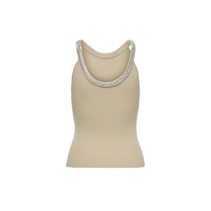 Only Beige Nylon Elastane Tank Tops
