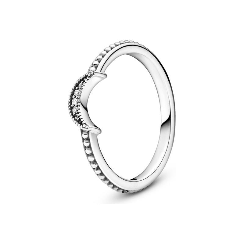 PANDORA JEWELS Mod. CRESCENT MOON BEADED - RING - Size 48