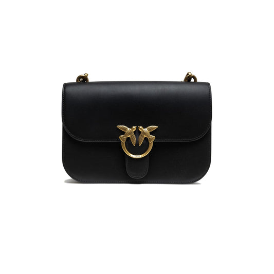 PINKO Black Leather Love Bell Classic Shoulder Bag PINKO