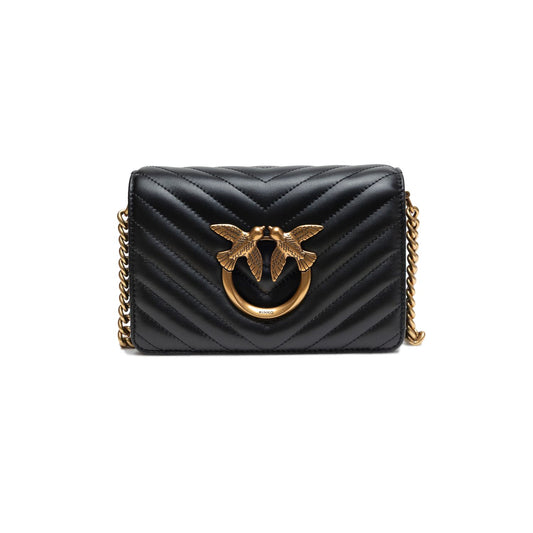 PINKO Black Leather Love Click Mini Shoulder Bag PINKO