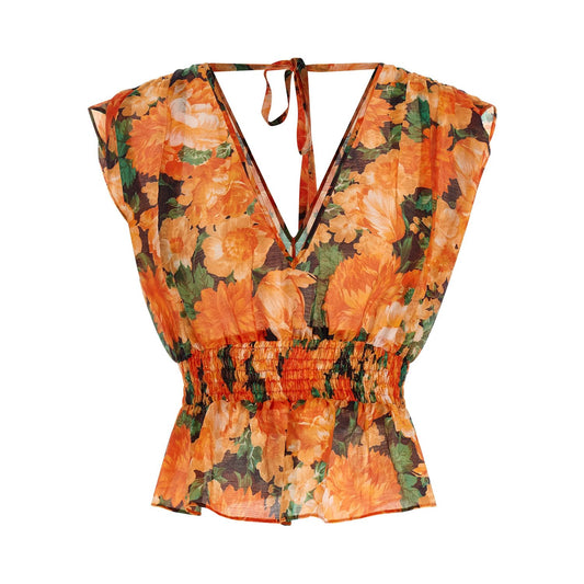 PINKO Orange Lyocell Pattern Shirt