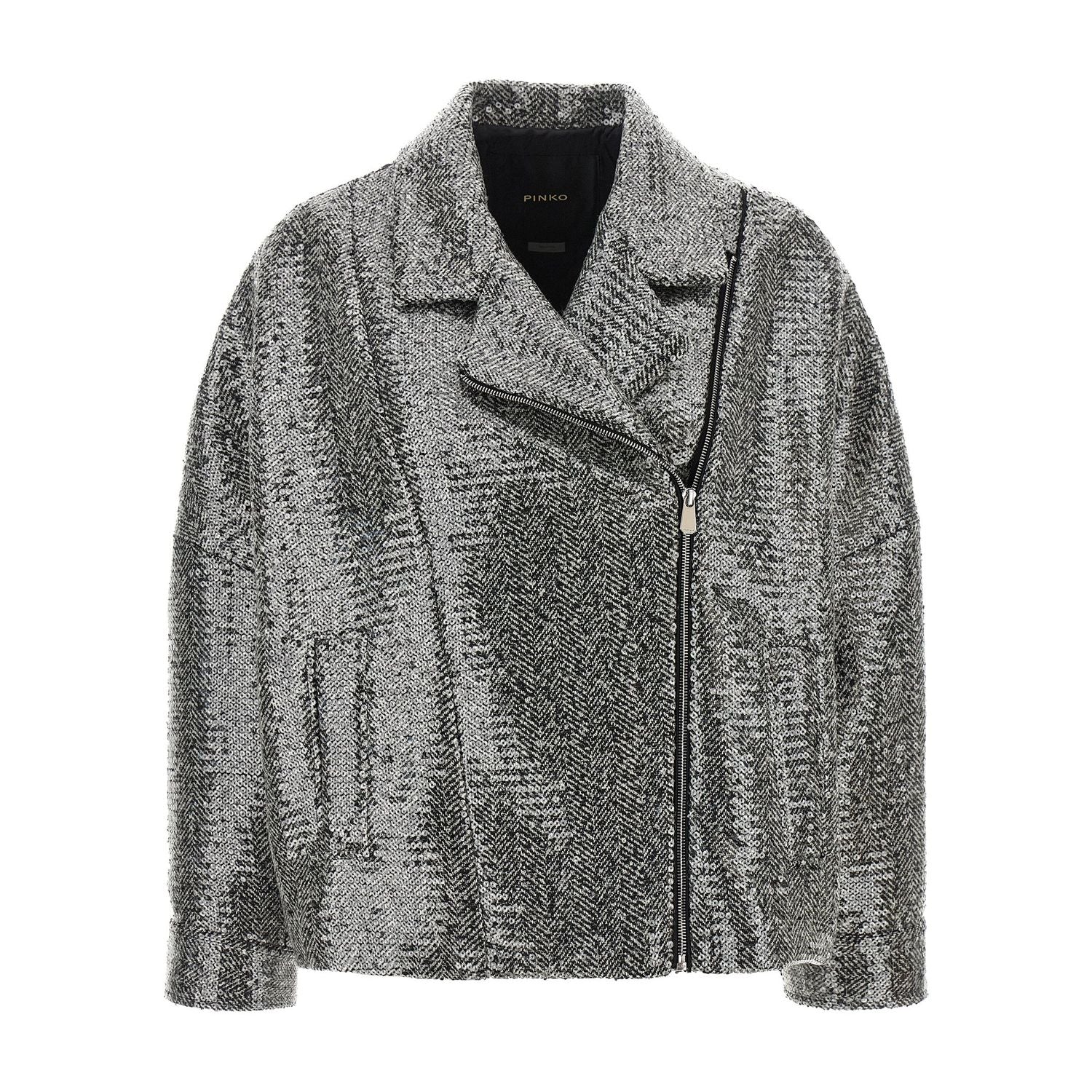 PINKO Silver Polyester Bomber