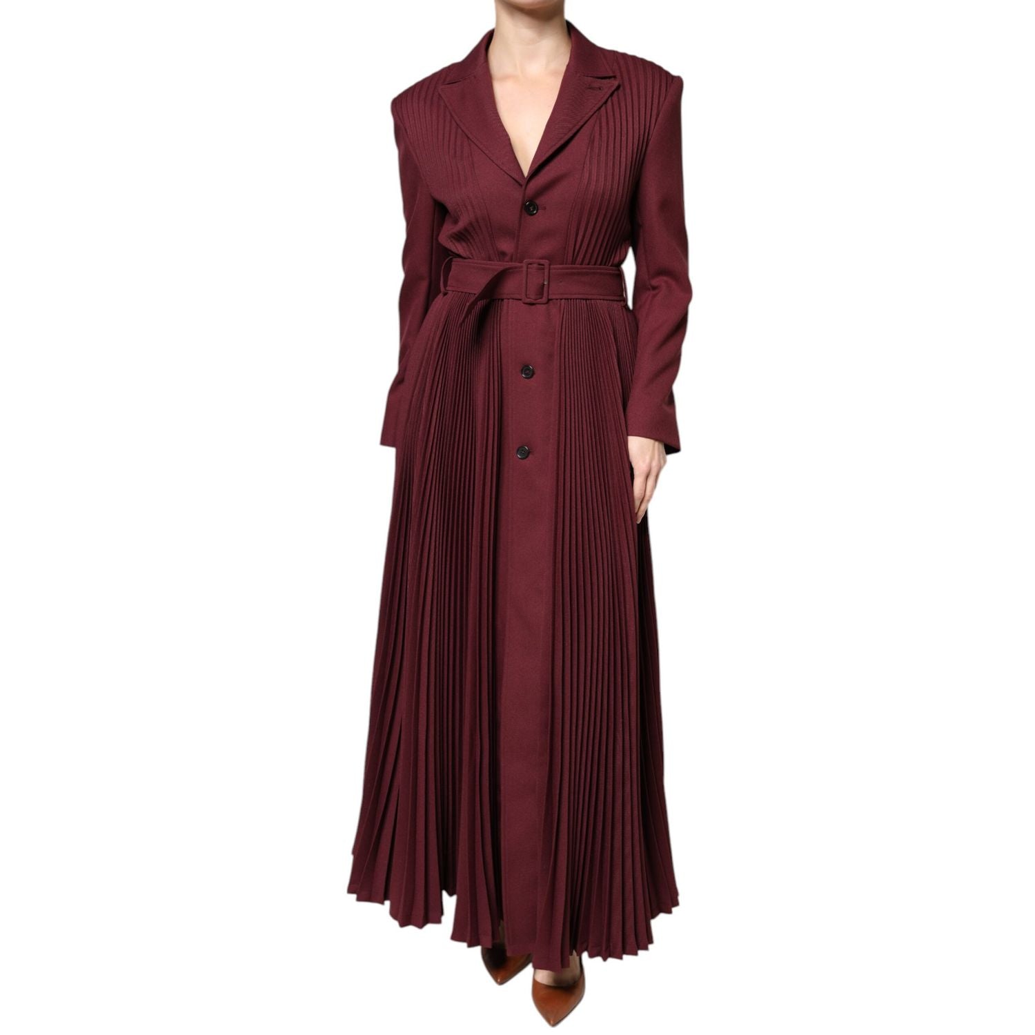 Philosophy Maroon Belted Button Down Dress