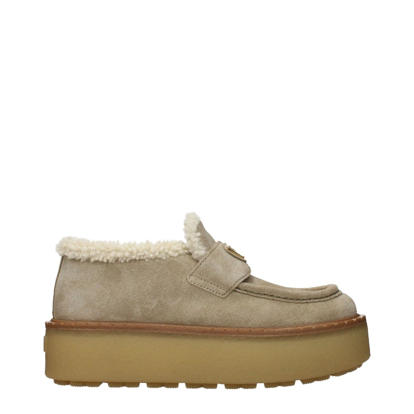 Prada Beige Leather Platform Loafers 1728,75667636384,Beige,EU36/US6,Loafers - Shoes,New with tags,Platform - Loafers - Shoes,Prada,Shoes,Women