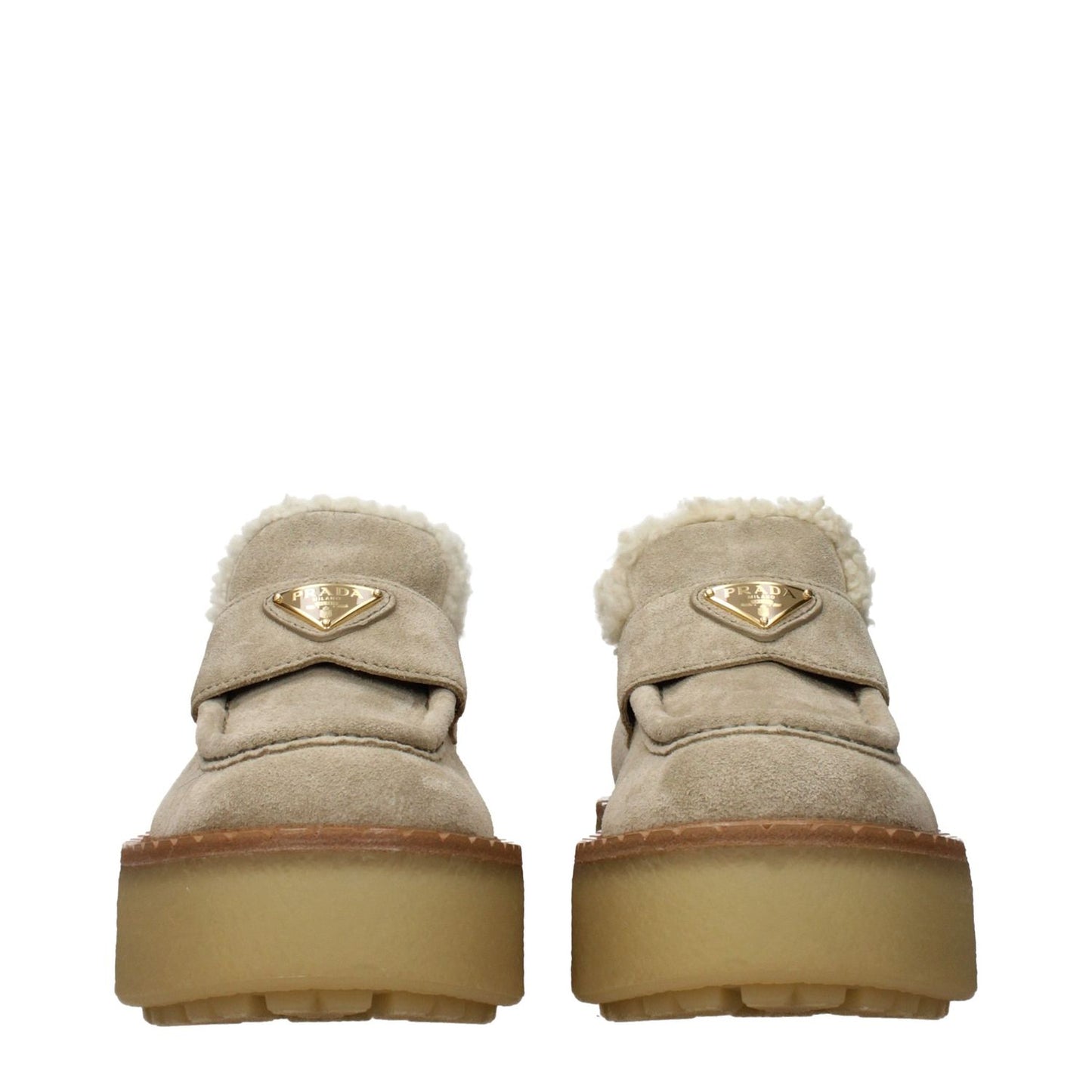 Prada Beige Leather Platform Loafers 1728,75667636384,Beige,EU36/US6,Loafers - Shoes,New with tags,Platform - Loafers - Shoes,Prada,Shoes,Women