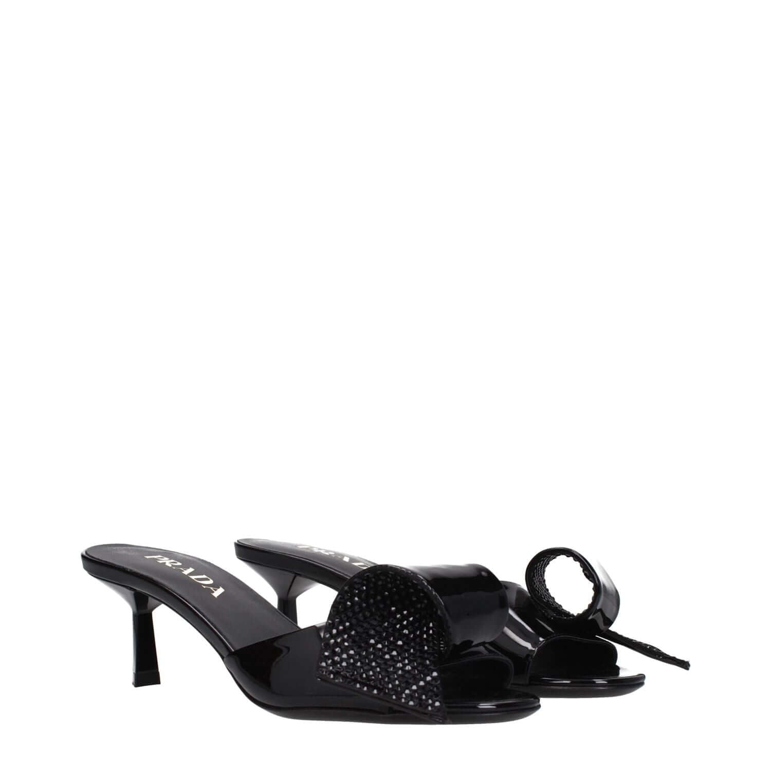 Prada Black Leather Sandals