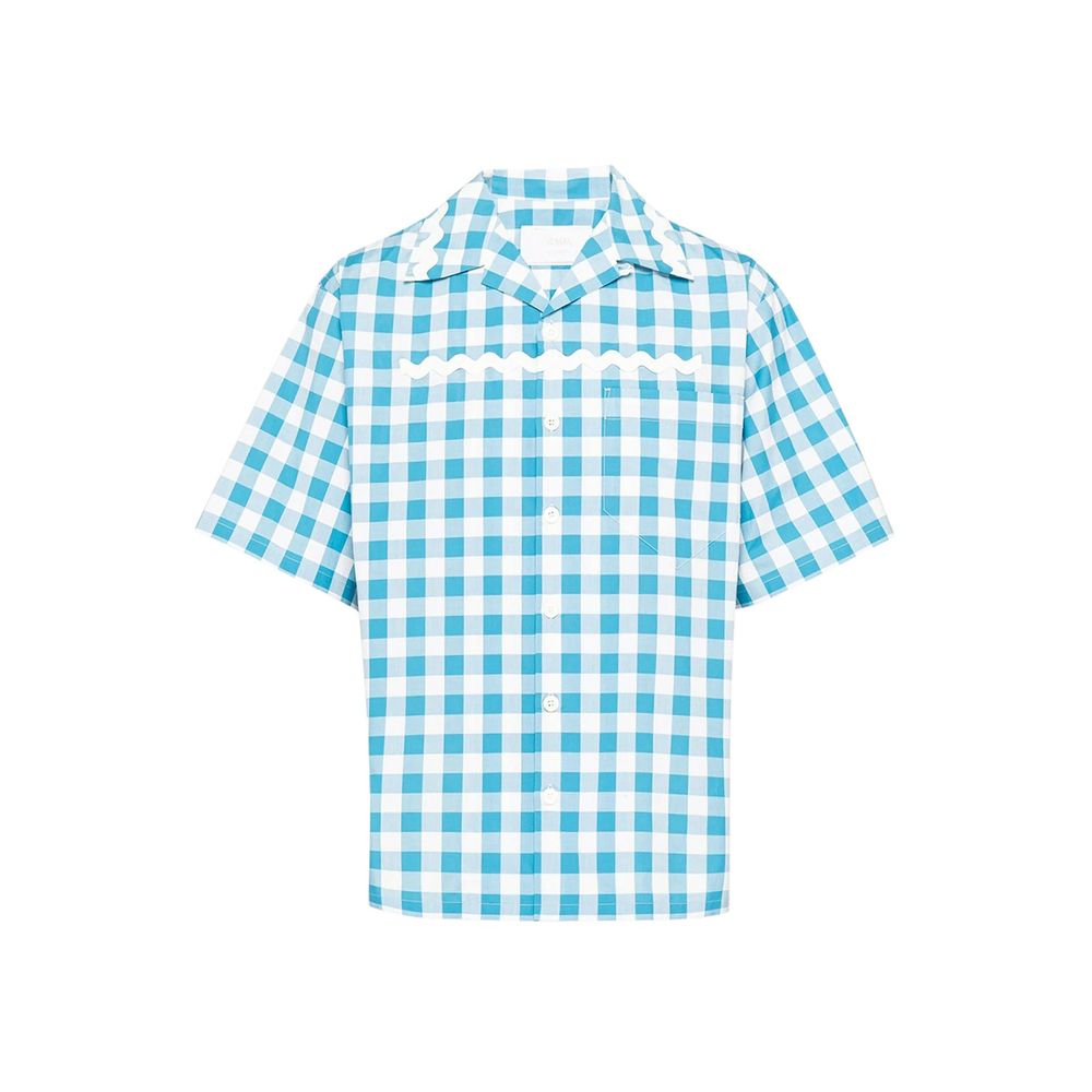 Prada Blue Cotton Pattern Shirt 1728,75611013280,Blue,Clothing,M,Men,New with tags,Pattern - Shirts - Clothing,Prada,Shirts - Clothing