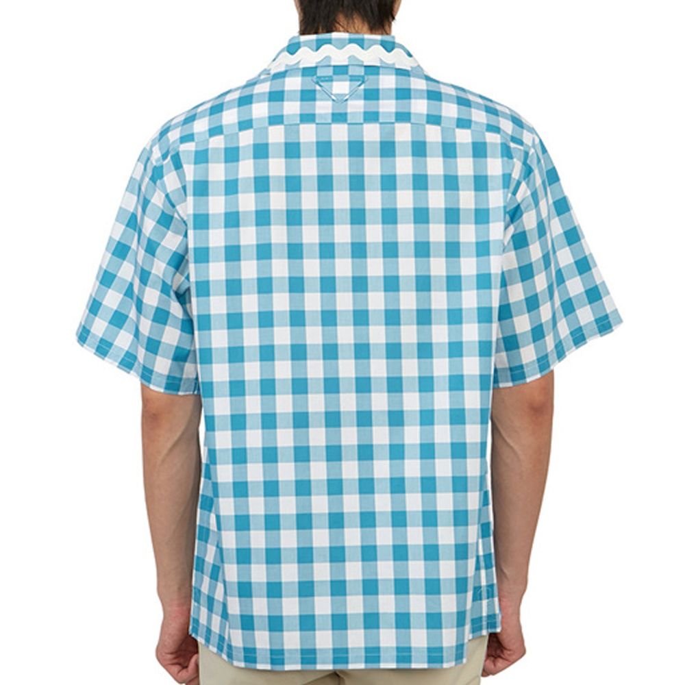 Prada Blue Cotton Pattern Shirt 1728,75611013280,Blue,Clothing,M,Men,New with tags,Pattern - Shirts - Clothing,Prada,Shirts - Clothing