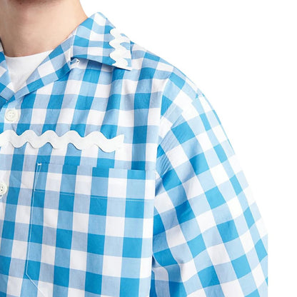 Prada Blue Cotton Pattern Shirt 1728,75611013280,Blue,Clothing,M,Men,New with tags,Pattern - Shirts - Clothing,Prada,Shirts - Clothing
