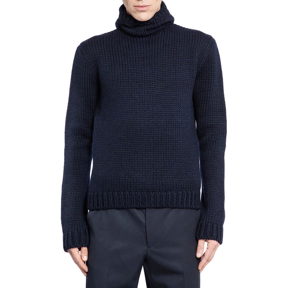 Prada Blue Wool Sweatshirt 1728,48 | M,75611013280,Blue,Clothing,IT50 | L,Men,New with tags,Prada,Sweaters - Clothing,Sweatshirts - Sweaters - Clothing