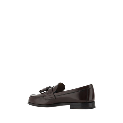 Prada Brown Calf Leather Bos Taurus Slip-On Loafers Prada