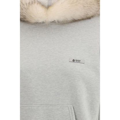 Prada Gray Cotton Sweatshirt 1728,72470364320,Clothing,Gray,New with tags,Prada,S,Sweaters - Clothing,Sweatshirts - Sweaters - Clothing,Women,XS