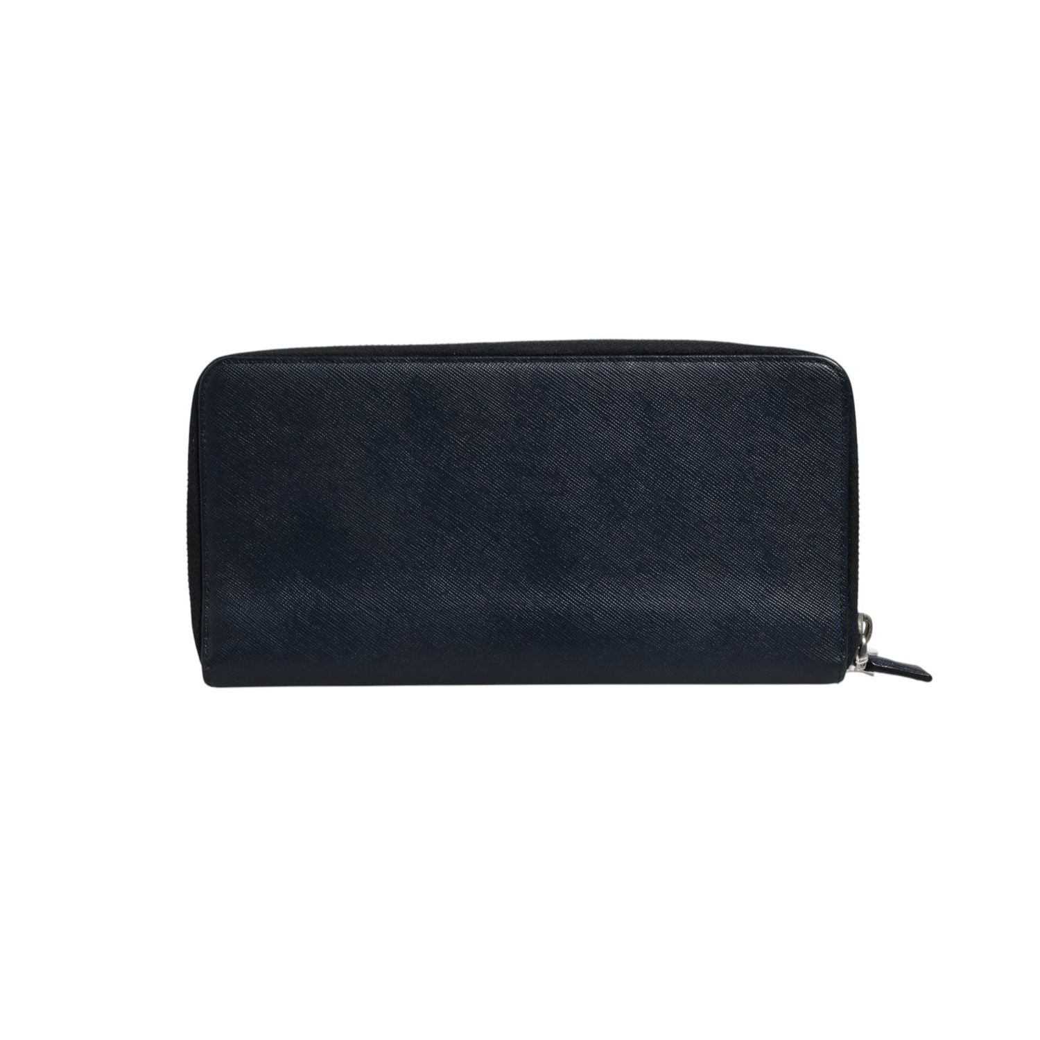 Prada Navy Oliver Embossed Leather Zip-Around Wallet