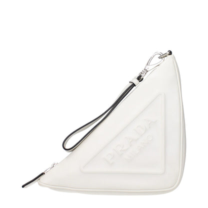 Prada White Leather Clutch Bag