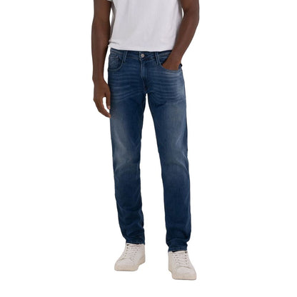 Replay Blue Cotton Straight-Leg Jeans