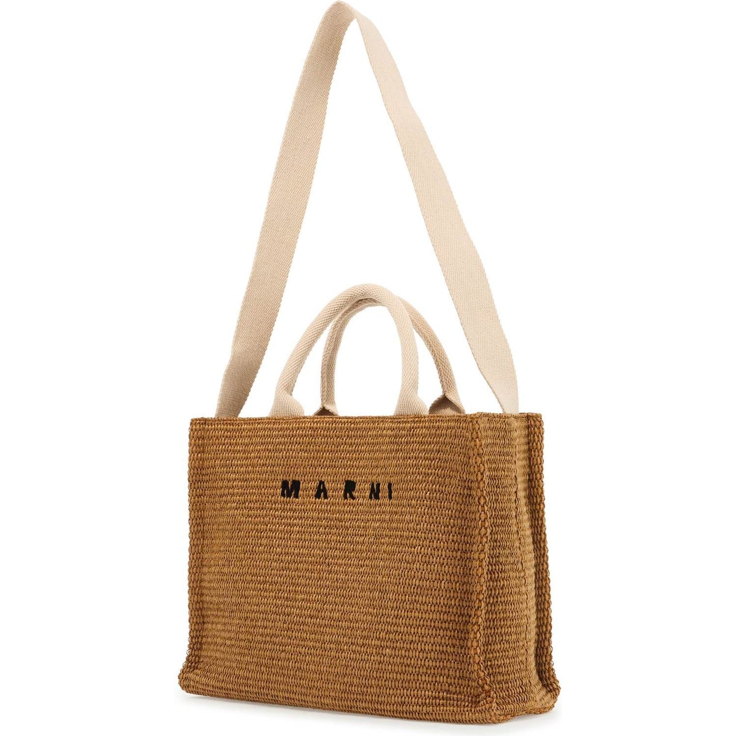 Marni raffia-effect canvas small tote bag Shopper Marni