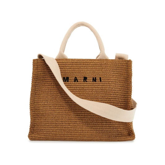 Marni raffia-effect canvas small tote bag Shopper Marni