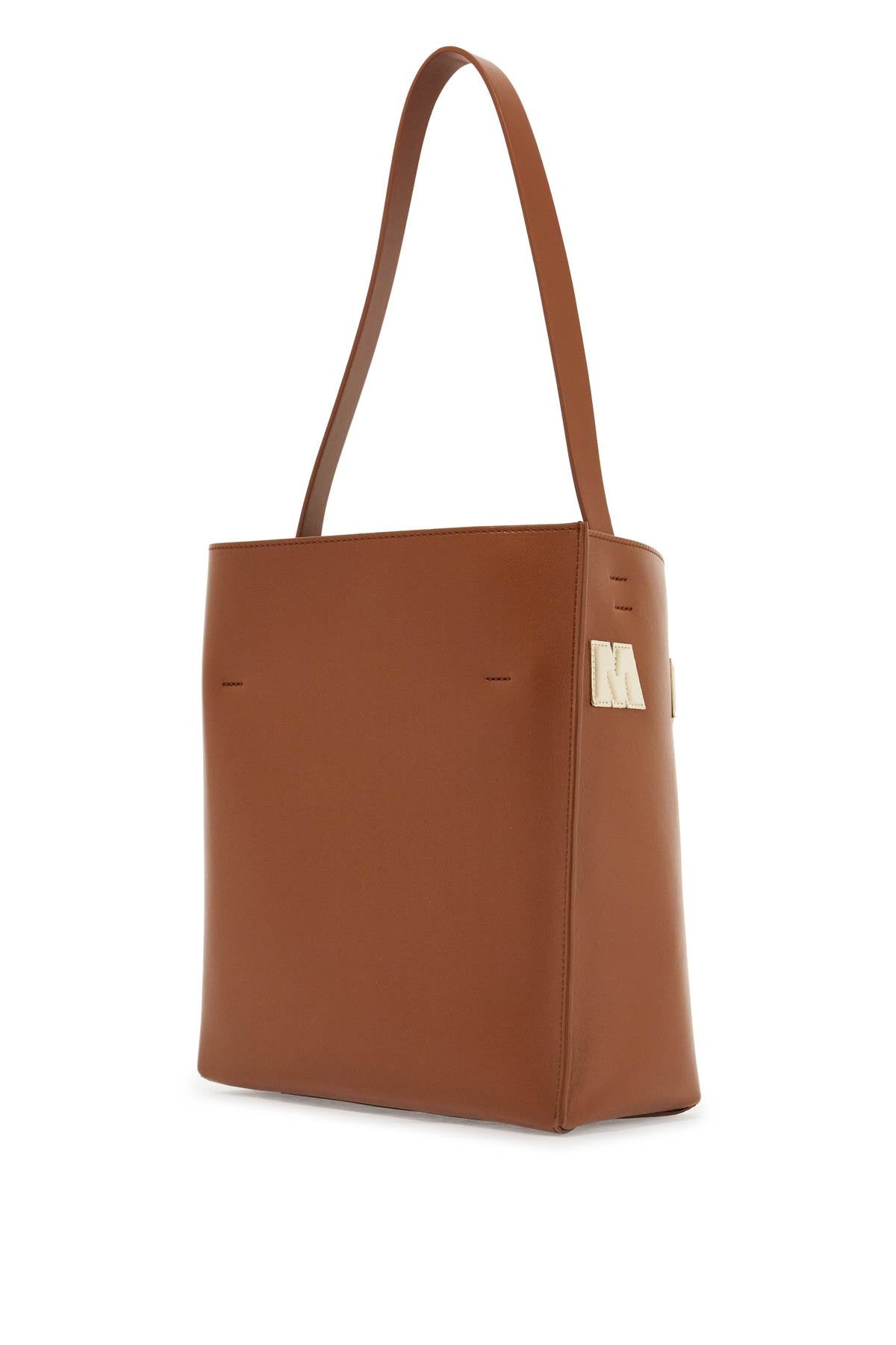 Marni brown structured calfskin shopping bag with ivory details Shopper Marni