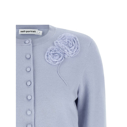 Self-Portrait Blue Polyester Cardigan