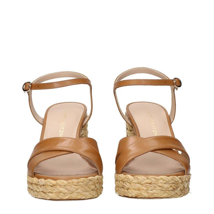 Stuart Weitzman Brown Leather Platform Sandals 1728,75667636384,Brown,EU36/US6,EU40/US10,EU41/US11,New with tags,Platforms - Sandals - Shoes,Sandals - Shoes,Shoes,Stuart Weitzman,Women