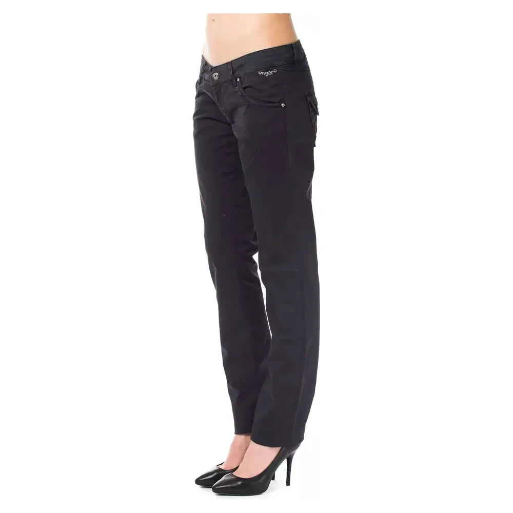 Ungaro Fever Blue Cotton Women's Regular Fit Pant