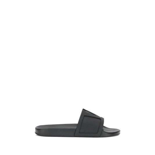Valentino Garavani Black Rubber Flat Sandals Valentino Garavani
