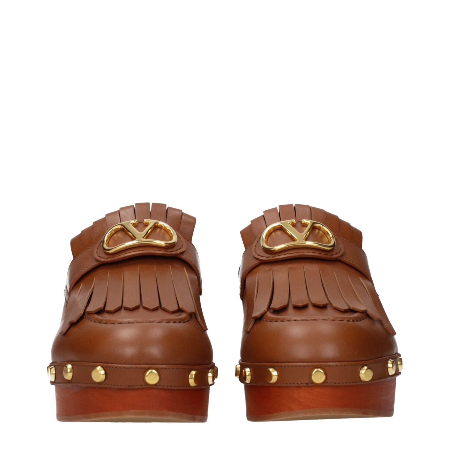 Valentino Garavani Brown Leather Slippers