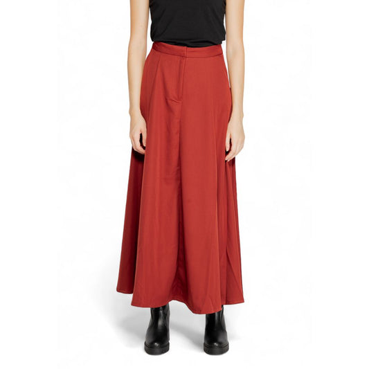 Vero Moda Red Polyester Long Skirt Vero Moda