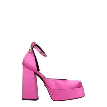 Versace Pink Satin Platform Pumps 1728,75667636384,EU36.5/US6.5,New with tags,Pink,Platforms - Pumps - Shoes,Pumps - Shoes,Shoes,Versace,Women