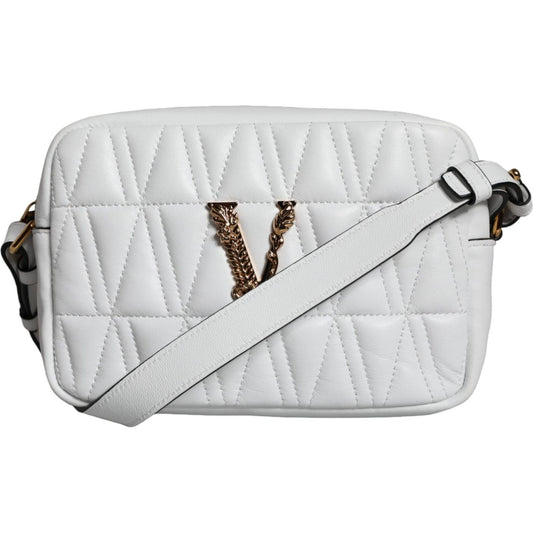 Versace White Quilted Nappa Leather Crossbody Shoulder Bag Category-Bags,Crossbody Bags - Women - Bags,Gender-Women,Material: 100% Nappa Leather,New with tags,Subcategory-Crossbody,Versace,White,Women Versace BAG1609