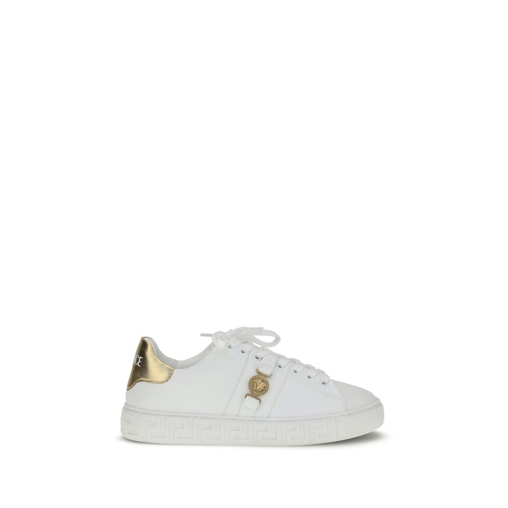 Versace White Calf Leather Bos Taurus Low Top Sneakers Versace