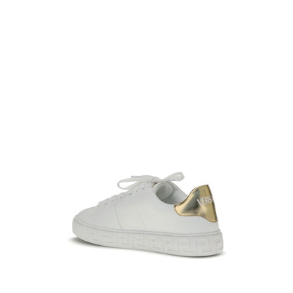 Versace White Calf Leather Bos Taurus Low Top Sneakers Versace