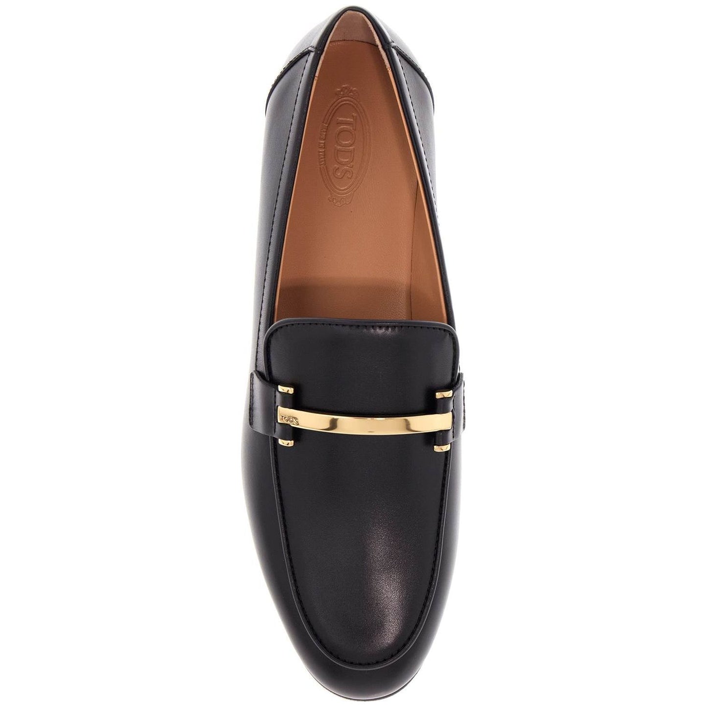 Tod'S black calfskin women's loafers with metallic band Loafers Tod'S